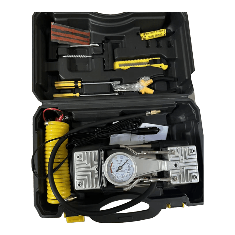 Embalaje de caja de herramientas de 19 cilindros y una sola barra con puntero para bomba de aire de automóvil